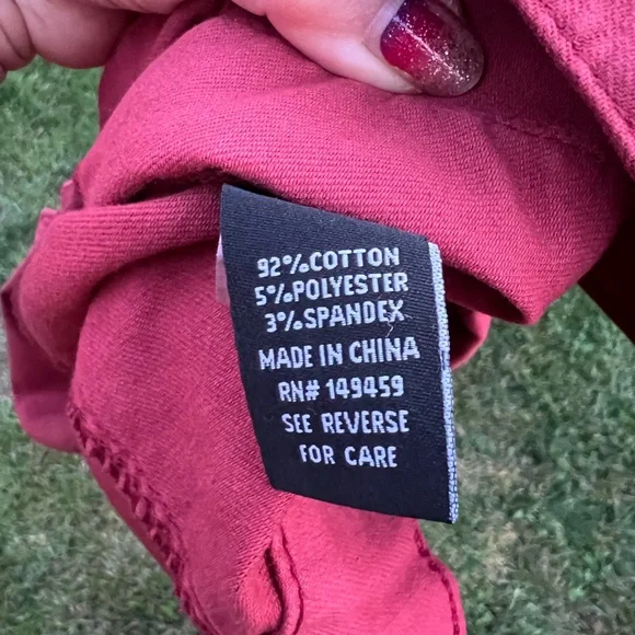 Woman’s Burgundy Red Stretch Denim Jacket - Picture 5 of 5